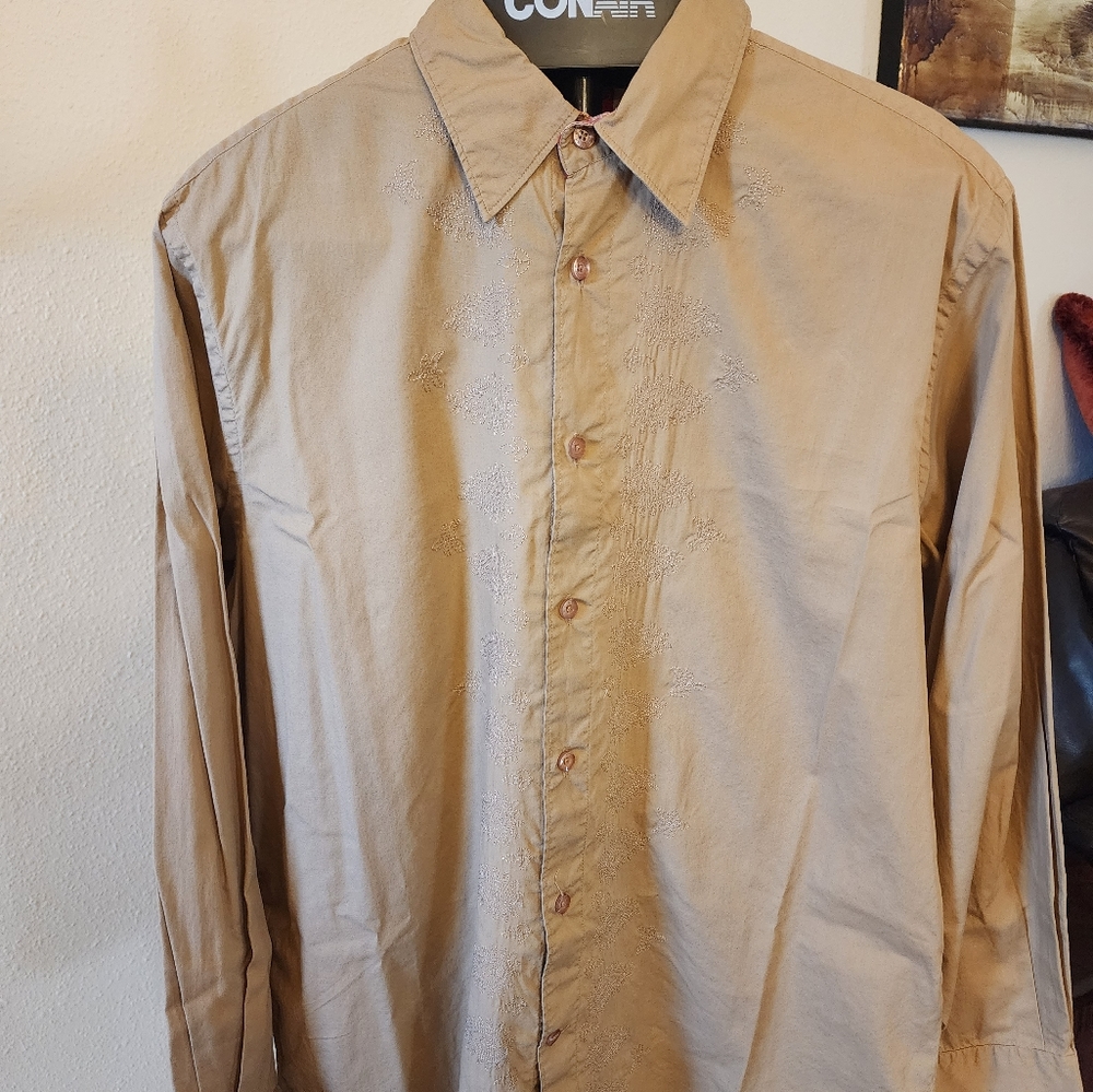 Men buttons down, long sleeve shirt size Large.